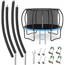 Trampoline Poles Replacement, Fit for 8-16ft Frame, Universal Curved Enclosure Net Pole, Includes Mounting Hardware & Foam Cover, 2 Installation Options
