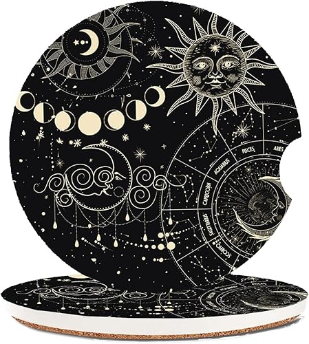 Posavasos absorbentes para automóvil, paquete de 2 unidades, para portavasos de cerámica, piedra de cerámica de 2.56 pulgadas y base de corcho