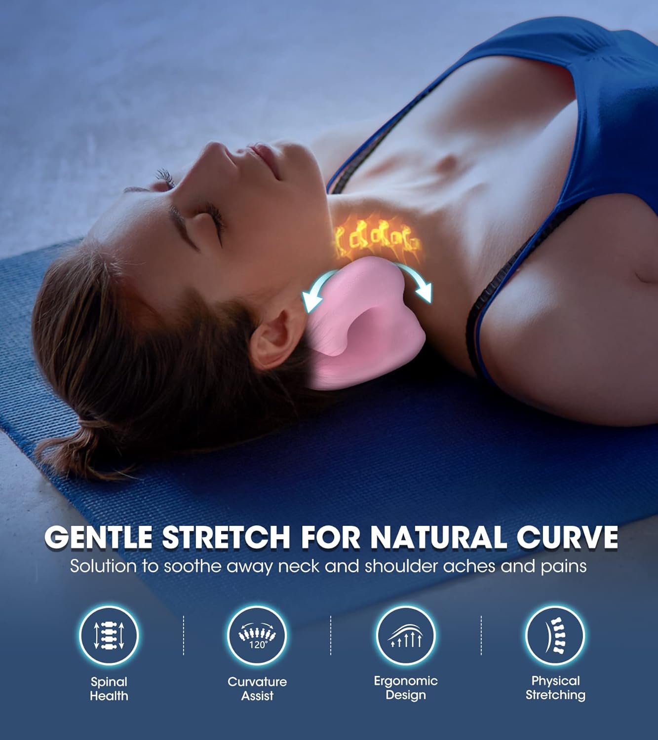 Odorless Neck Stretcher for Neck Pain Relief, Ergonomic Neck Cloud Cervical Traction Device Chiropractic Pillow for Spine Alignment, Neck and Shoulder Relaxer for TMJ Headache Muscle Tension
