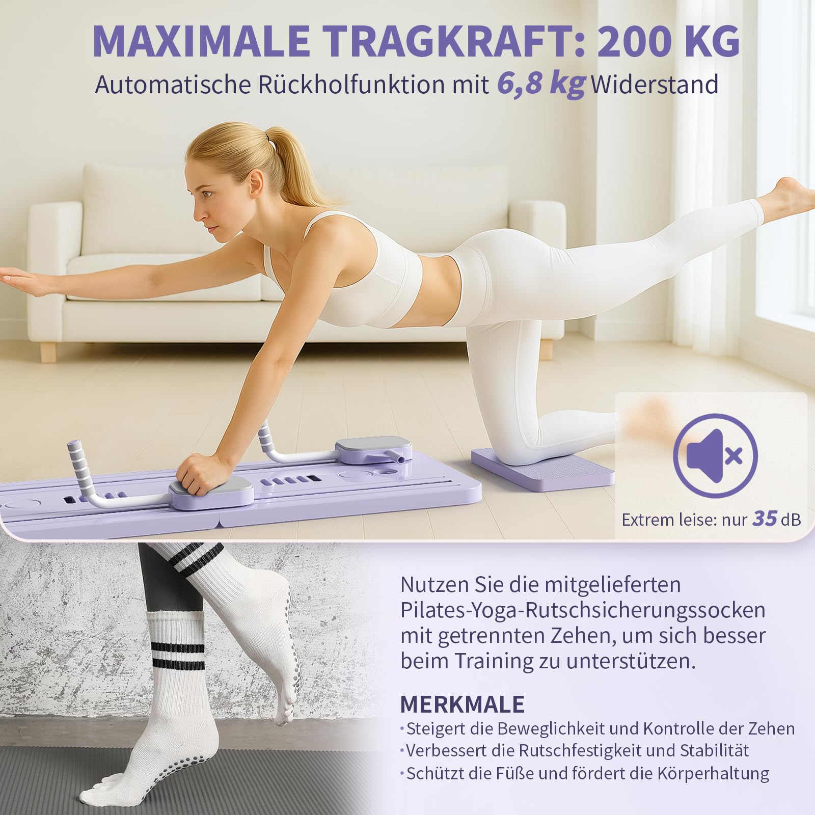Northdeer Pilates Reformer, 2026 Upgraded klappbares Pilates Board, Multifunktionales 8 in 1 Pilates Set für Zuhause Fitness