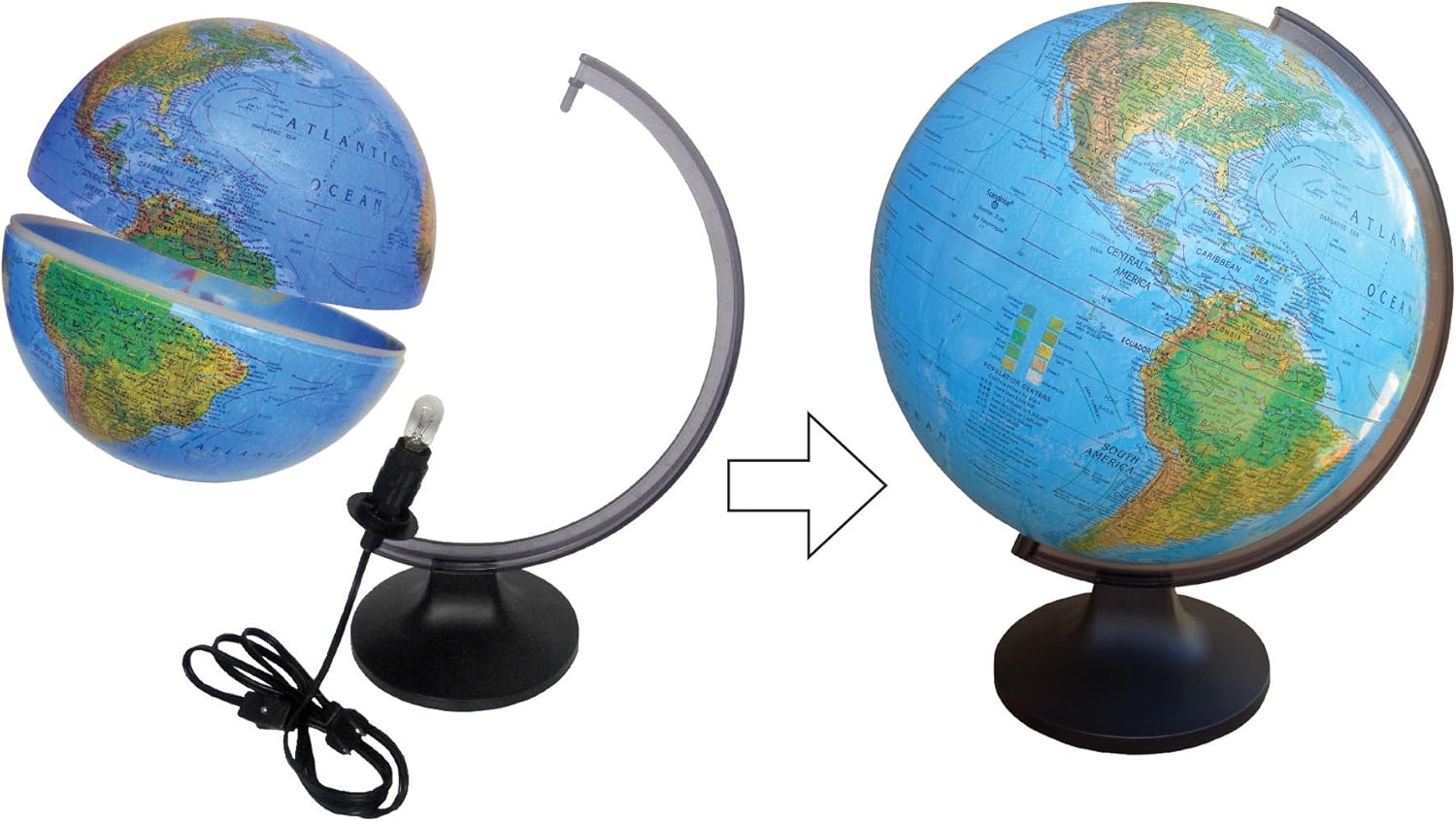 Replogle Spanish-Español Blue Ocean Illuminated Globe(12"/30cm Diameter) Easy to Assemble