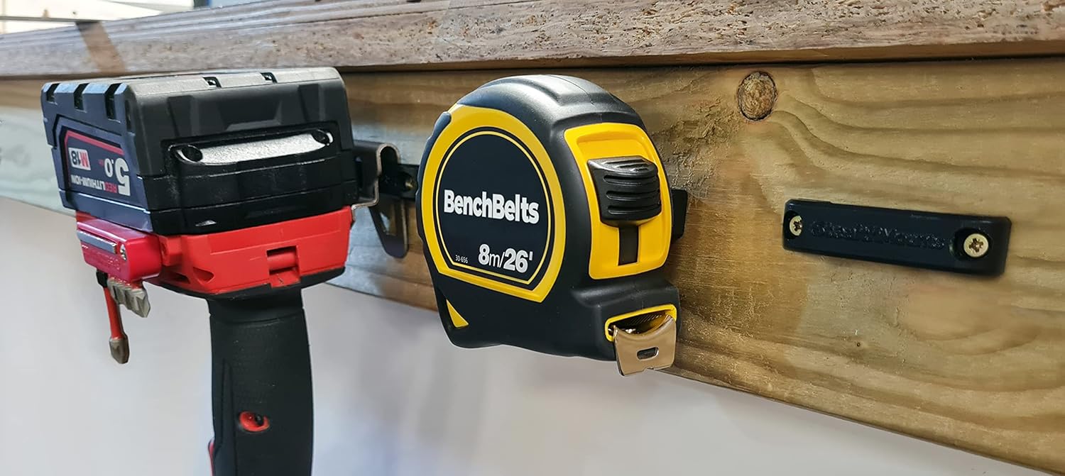 StealthMounts Bench Belt - Universal Tool Holder | Tool Holster Set - 6 Pack | Perfect Tool Hanger Storage Dock for Power Tools, Tape Measures and Belt Clips (Yellow)