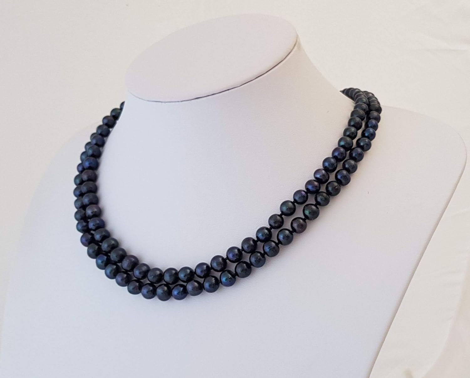 Elegant Double-Strand Freshwater Pearl Necklace for Women | 7-8mm Black Pearls Necklace - Perfect for Party, Gifts, and Formal Events - Image 5