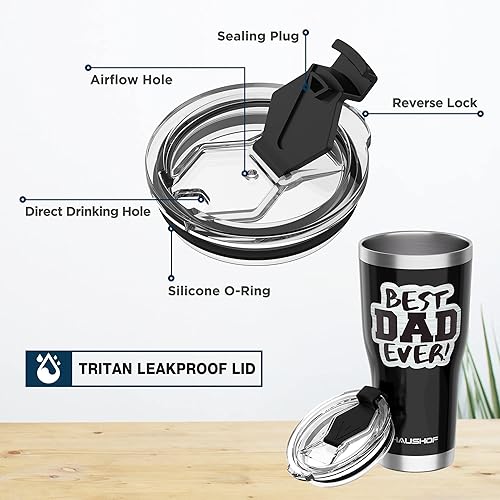 Miniatura 4 de HAUSHOF Vaso para el Día del Padre, regalos de cumpleaños para papá de parte de hija, hijo, esposa, vaso de acero inoxidable de 20 onzas, regalos