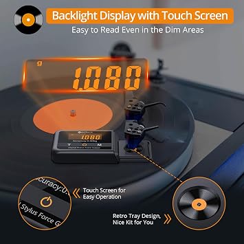 Neoteck Stylus Gauge, Stylus Force Gauge 0.005g Resolution Digital Turntable Scale 0-100g with Non-Magnetic Aluminium Platform, Touch Control, Backlit Display, Calibration Weight