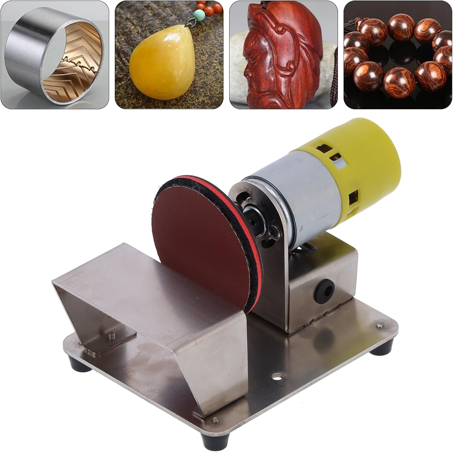 Mini Disk Sander Machine, Benchtop 3 Inch Electric Rotary Polisher with 20Pcs Sanding Pad, 6000RPM High Speed Portable Sander Polisher for Wood, Plastic, Metal(US)