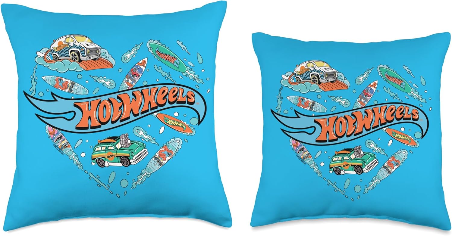 Hot Wheels Heart Surf Mix Throw Pillow, 18x18, Multicolor