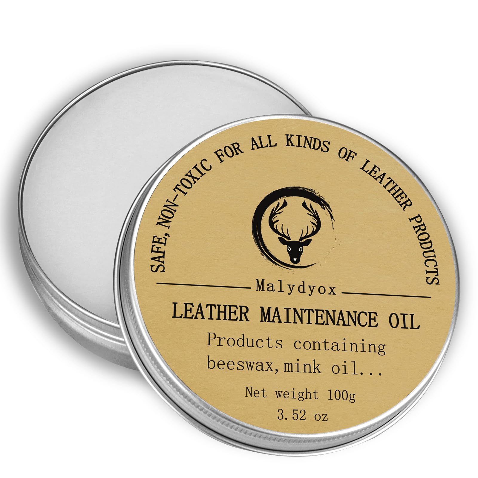 MalydyoxLeather Conditioner, 3.52oz/100g All Natural Waterproof Mink Oil Leather Cleaner and Conditioner, Restore and Protect Care for Leather Boots, Wallets, Jackets, Car Seats and Bags