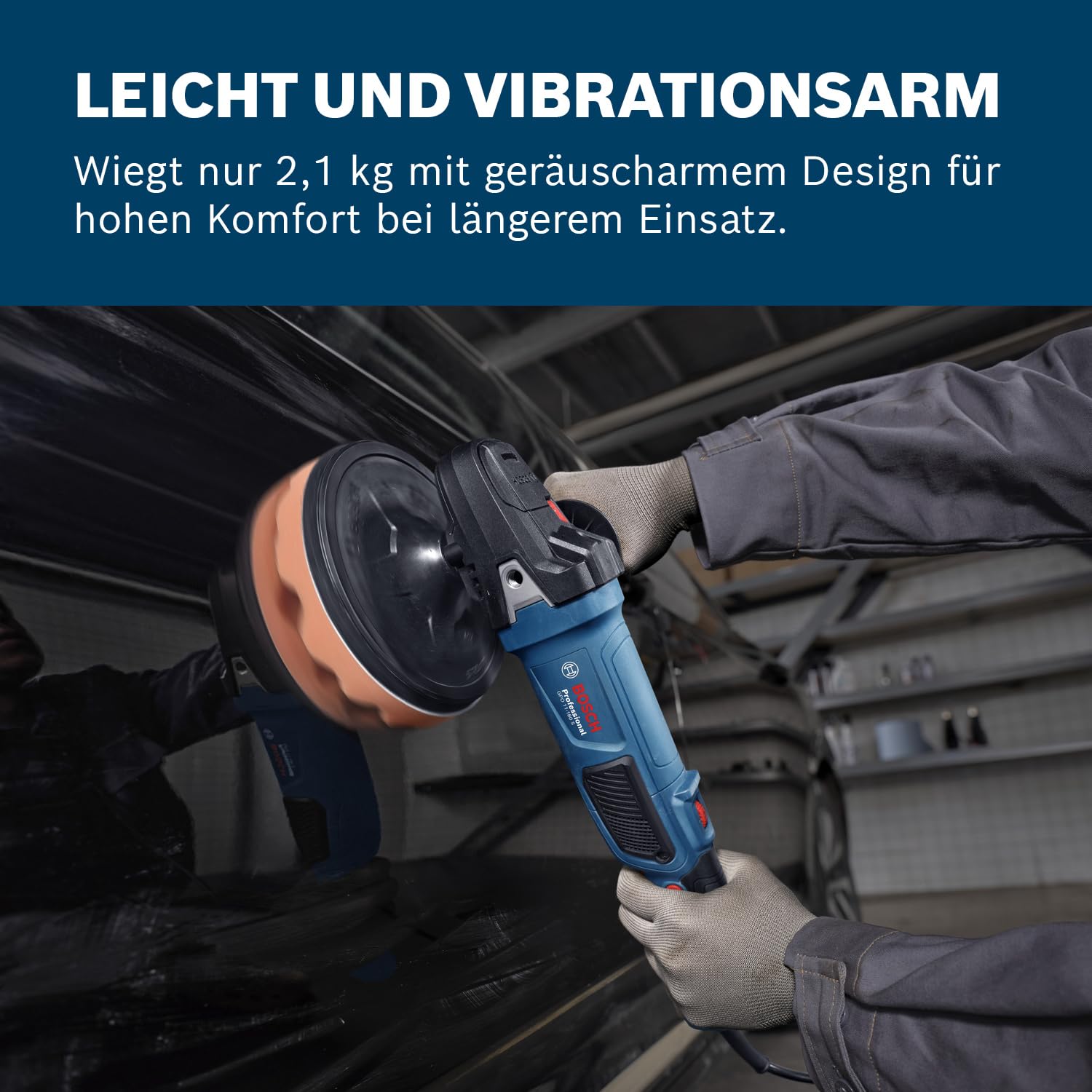 Bosch PRO Polierer GPO 11-180 S (inkl. 1x Backing Pad 180 mm, 1x Polierschwamm 180 mm,1x Zusatzhandgriff)