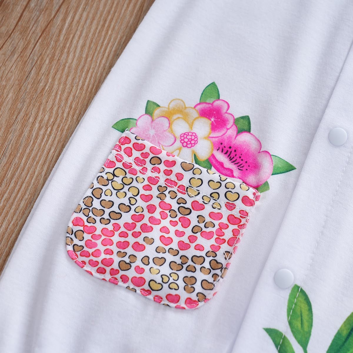 Cute Zebra Giraffe With Floral Print Long Sleeve Baby Girl Clothes White Jumpsuit For Baby One-Piece Romper - Image 5