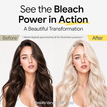 Hair Bleach Powder for Hair, Strong & Gentle, Up to 8 Levels of Lift for Hair Highlights & Lightening(100g/3.53oz)