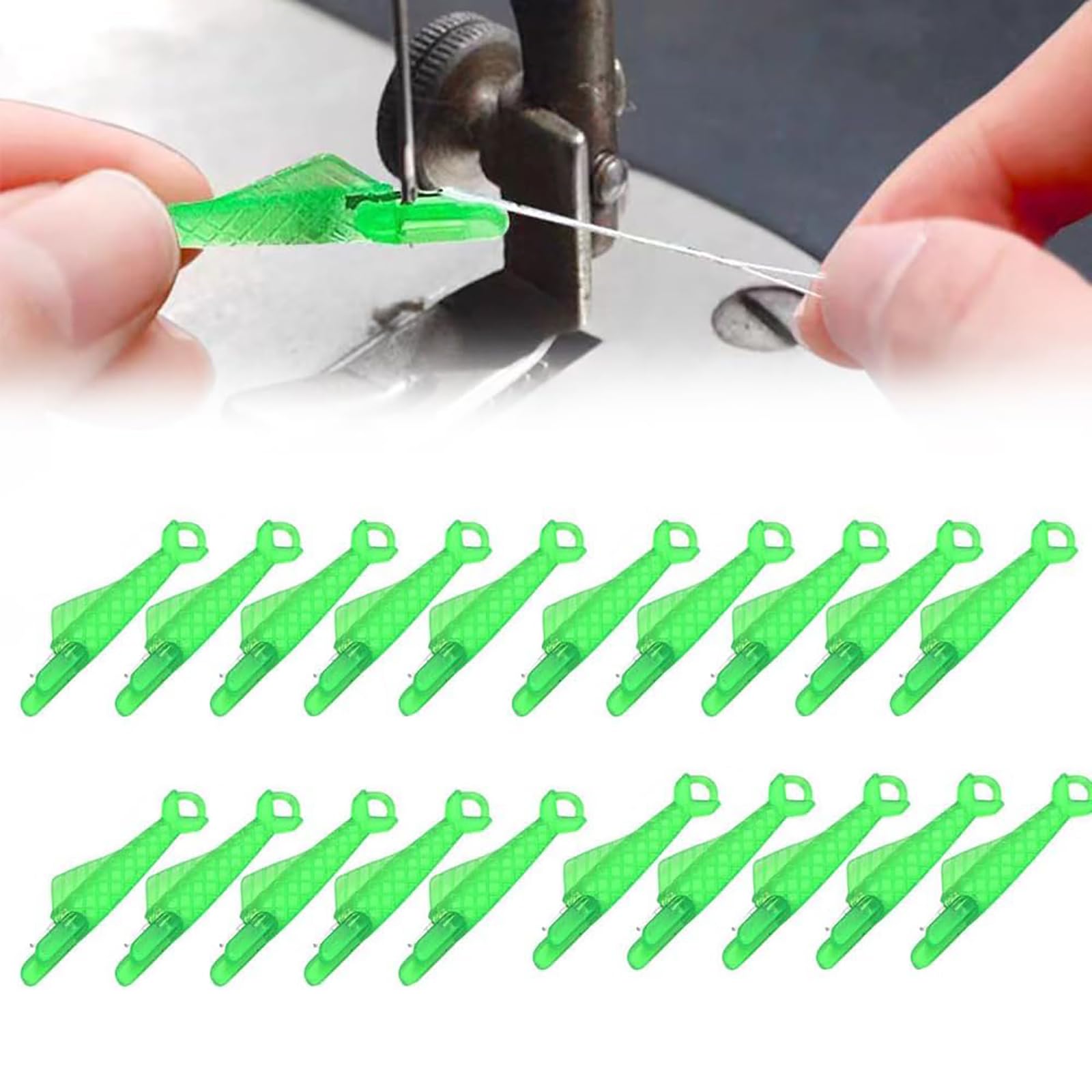 Fish Mouth Sewing Machine Needle Threader, 2024 Upgraded Automatic Needle Threader for Sewing Machine, Quick Sewing Machine Loop Sewing Machine Needle Threader Tool (20PCS)