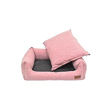 BearHugs Pink Lounger Dog Bed with Detachable Cushions, Cotton, Anti Skid Bottom, Waterproof (Pack of 1, Pink, Medium)
