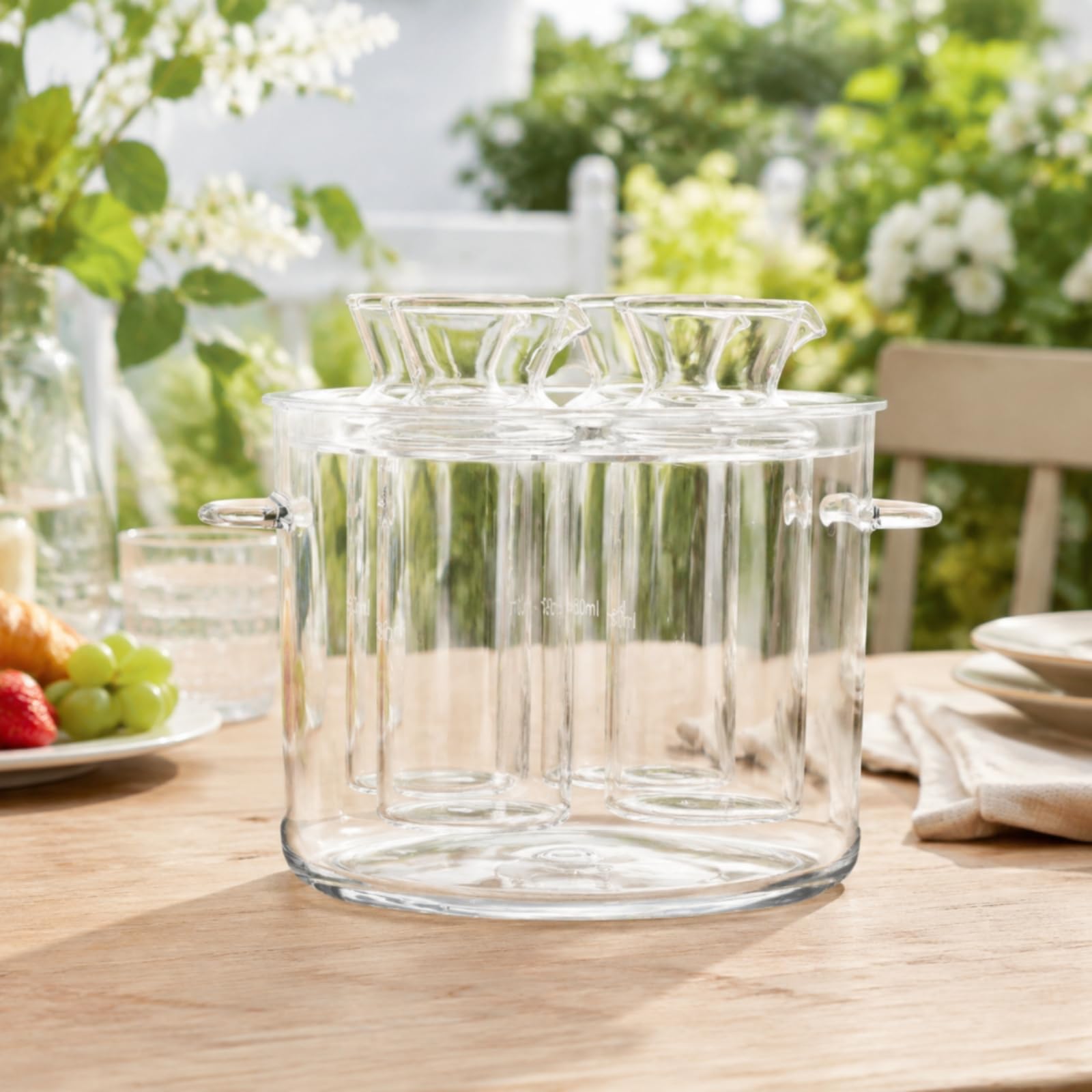 4 Stück durchsichtiger Eiskübel mit Ausgießgefäßen leicht zu reinigen Eiskübel mit Griffen sturdy Eisbehälter für Empfänge, 200ML