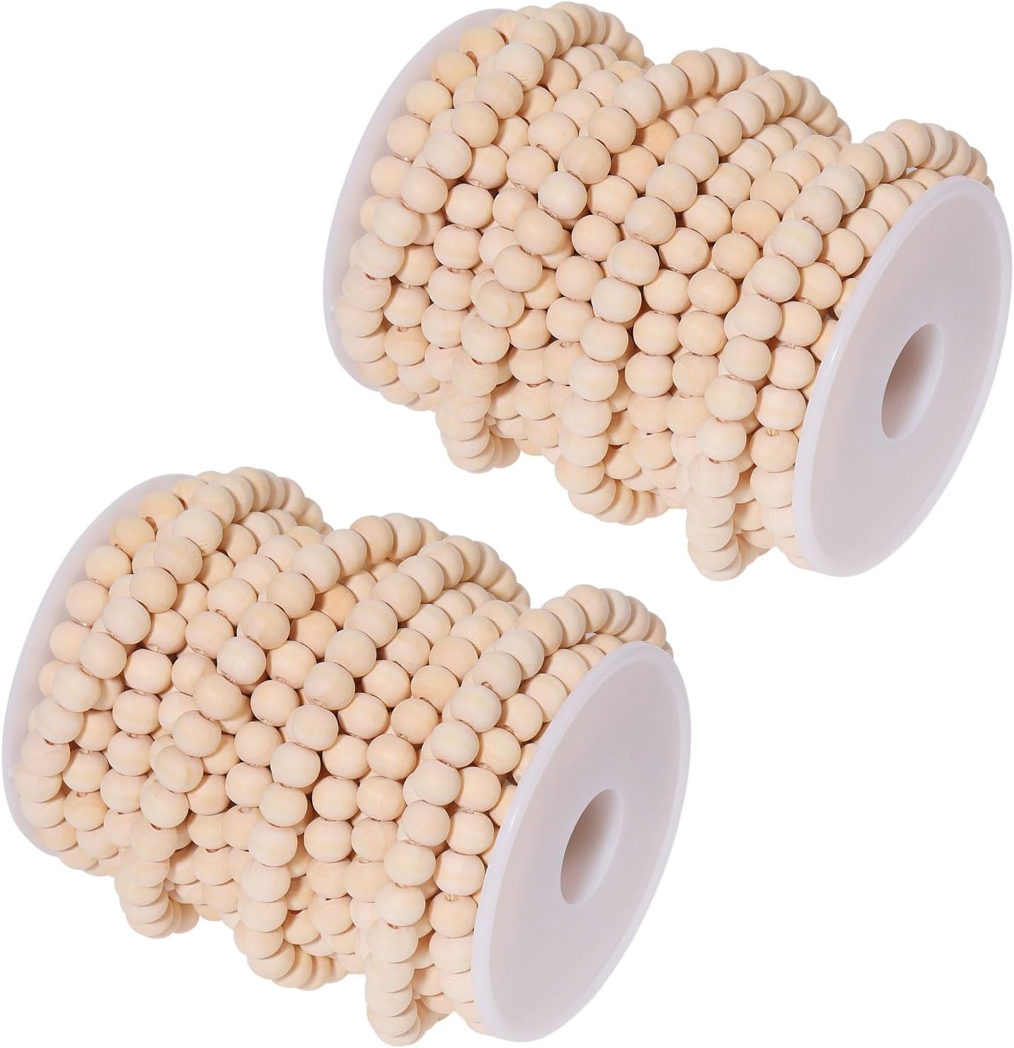 CHGCRAFT 33 Feet Christmas Wood Bead Garland Wooden Bead Garland for Christmas Tree Natural Wood Bead Wood Garland for Table Wall Hanging Christmas and Holiday Decorations