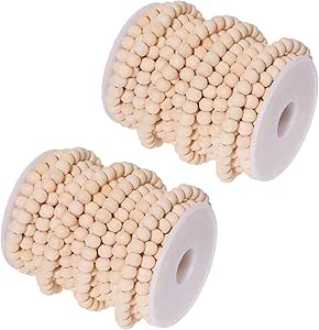 CHGCRAFT 33 Fuß Weihnachtsgirlande Aus Holzperlen Holzperlengirlande Für Den Weihnachtsbaum Natürliche Holzperlengirlande Zum Aufhängen An Der Tischwand Weihnachts Und Feiertagsdekoration