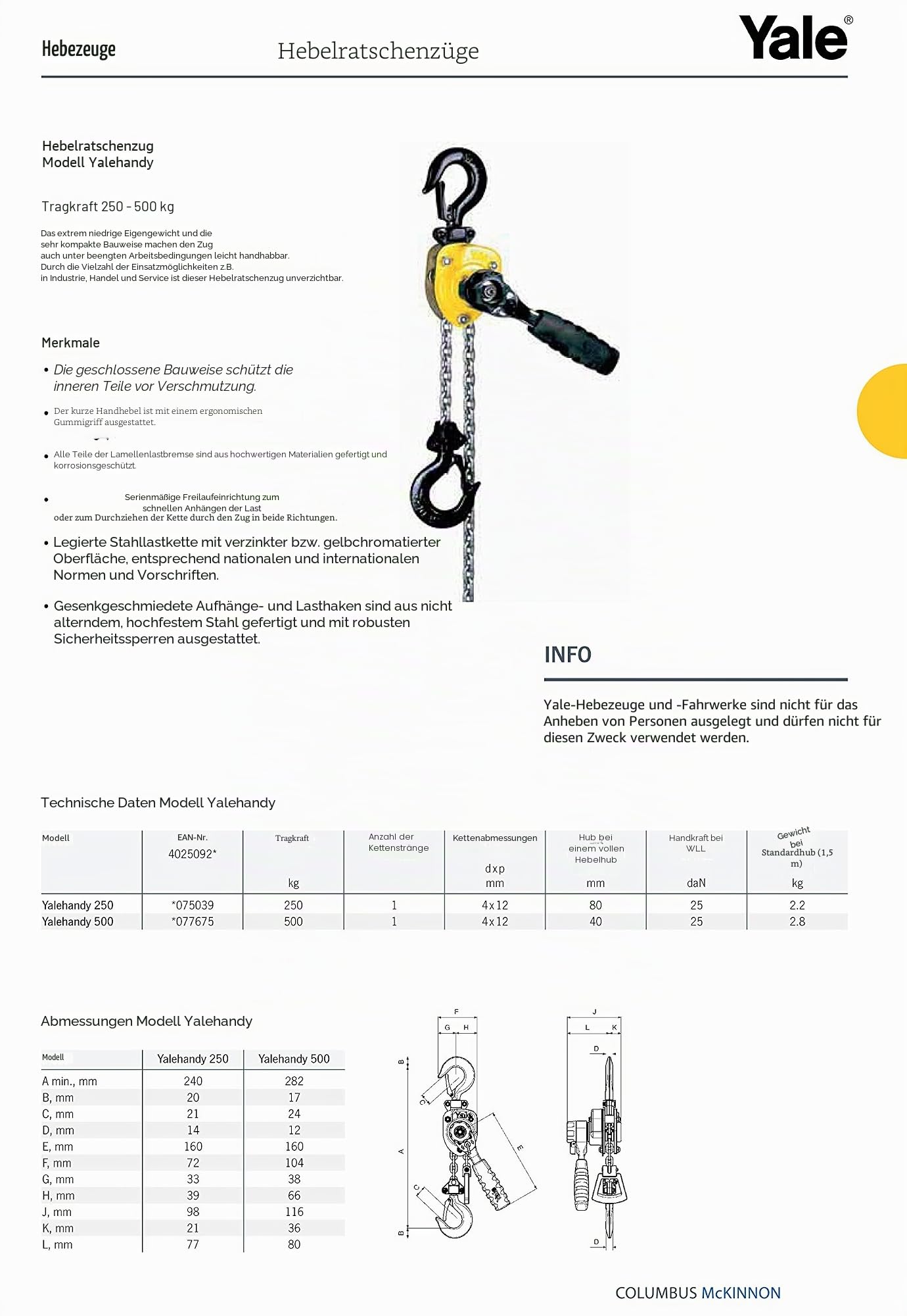 Yale Handy Ratschenhebel, 1.5m, 1