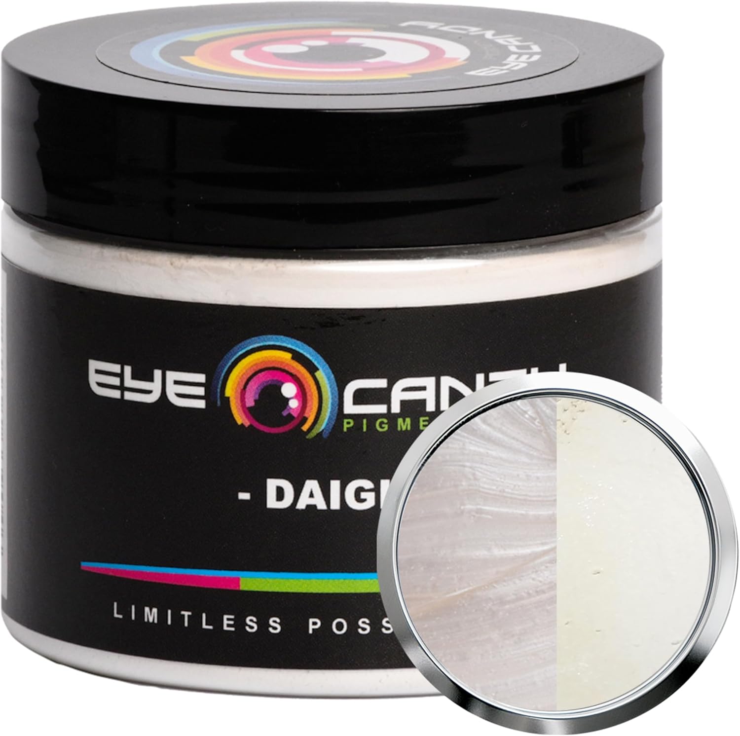 Eye Candy Pigments Premium White Mica Powder - Daigi (50gr) - for Epoxy, Resin, Soap, Paint, Woodworking, Acrylic Pouring, Bath Bombs, Fishing Lures - DIY Arts and Crafts Additive