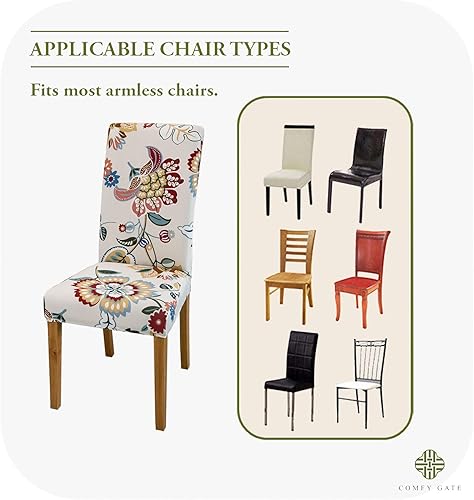 Miniatura 7 de Comfy Gate Paquete de 4, 6, 8 fundas para sillas de comedor, diseño de muñeco de nieve y copos de nieve para silla de comedor, fundas ajustadas para