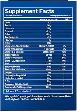 Vivioptal for Men, 30 Capsules, CoQ10, Lycopene & Resveratrol, Multivitamin & Multimineral, Gluten Free, German Formula