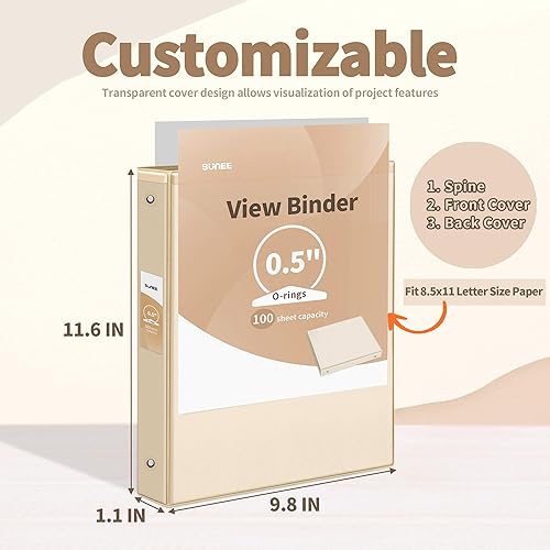 Miniatura 9 de SUNEE 3 Ring Binder 1 Inch 4 Pack, Clear High Quality View Binder Three Ring PVC-Free (Fit 8.5x11 Inches) for School Binder or Office Binder