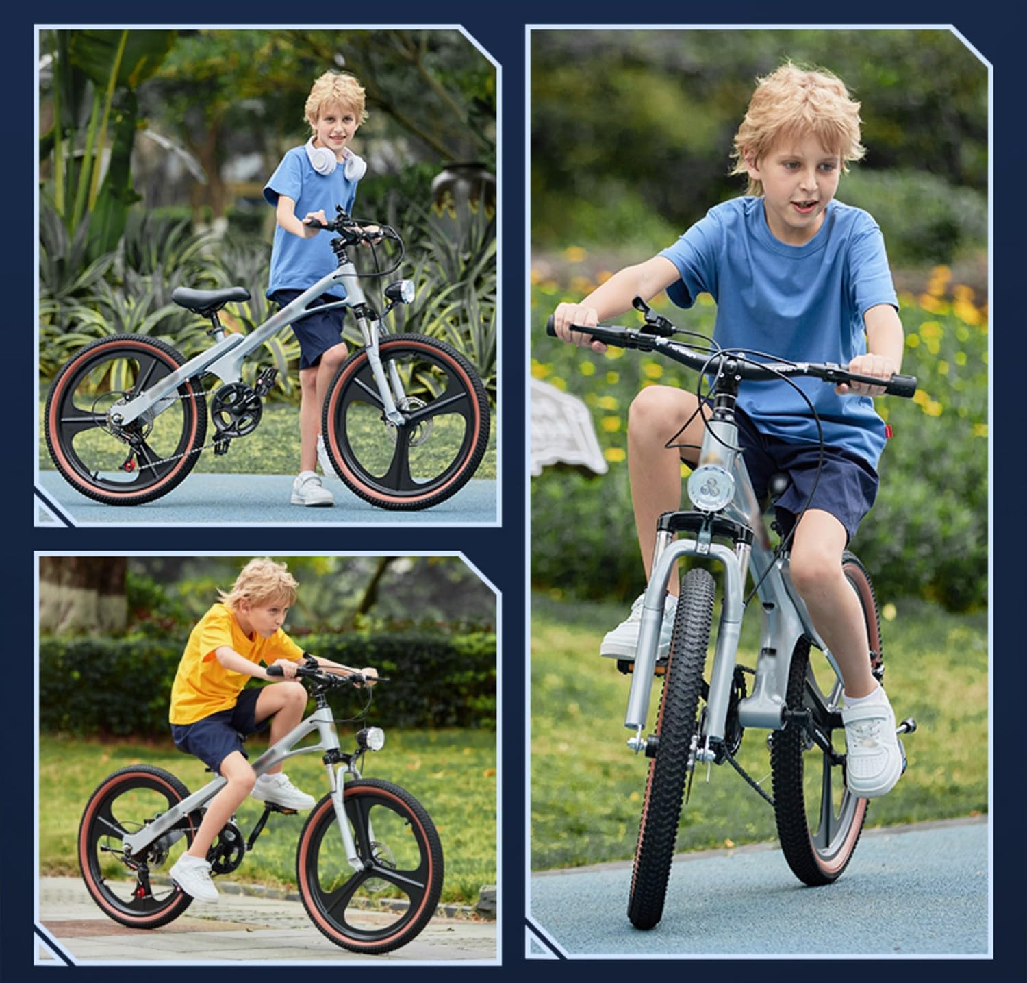 Vélo enfant 7 Vitesses 18 pouces, alliage de magnésium, suspension, cadre en alliage de magnésium, freins à double disque, pour enfants de 5 à 8 ans B-7speed,18 inches