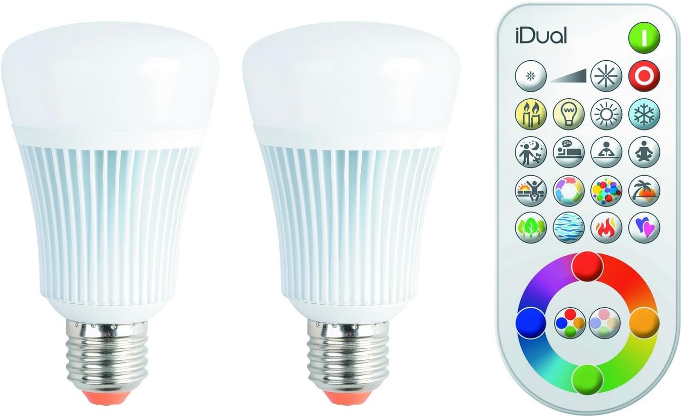iDual E27-806lm-20.000h-2-pack with Remote, E27, 11 W