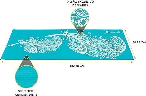 Miniatura 2 de ProsourceFit Alfombrillas de yoga de 316" (5 mm) de grosor para mayor comodidad y estabilidad con diseños impresos exclusivos, plumas verde mar