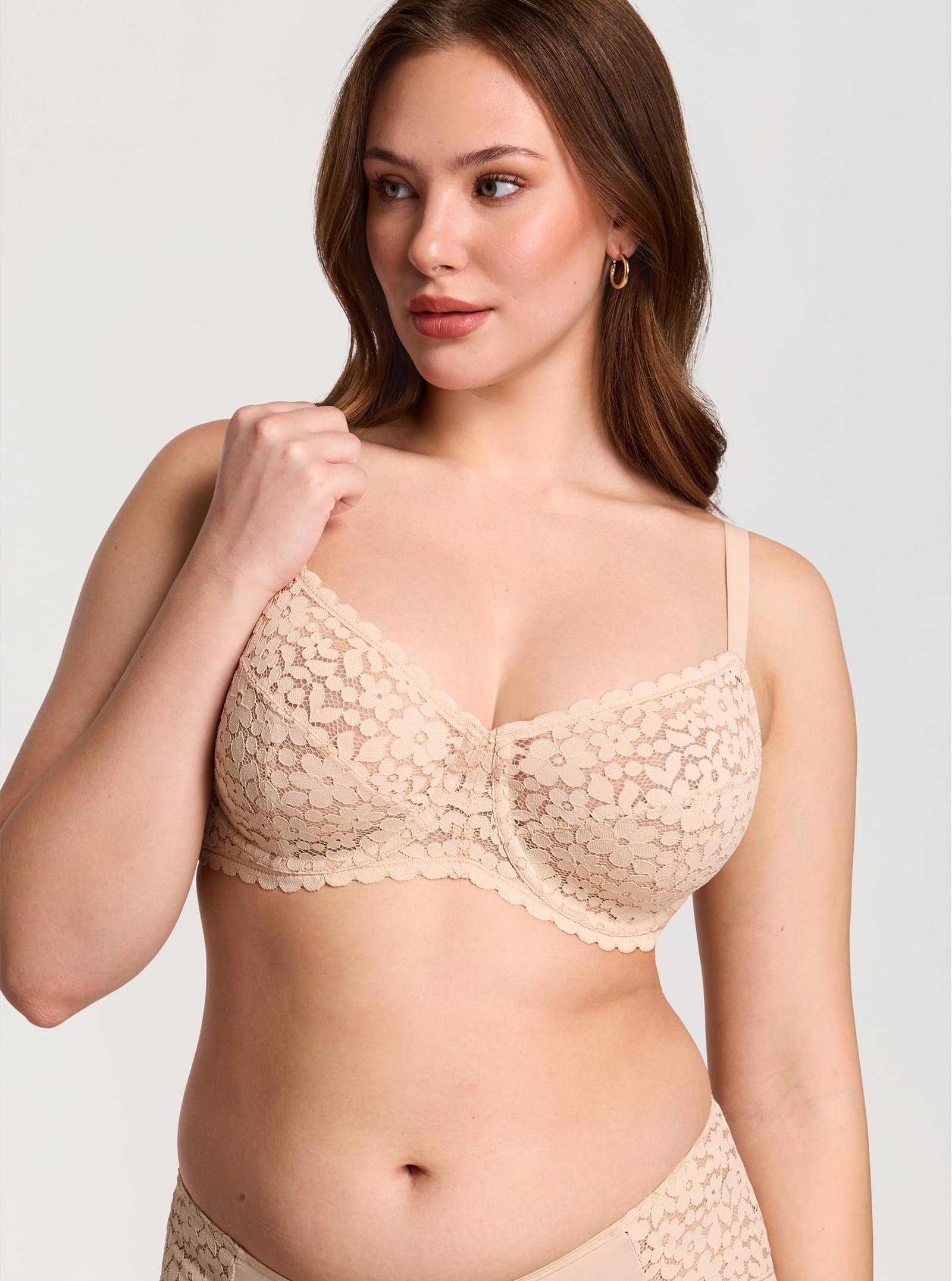 DOBREVA Reggiseno Minimizer Riducente Pizzo con Ferretto Senza Imbottitura Taglie Forti