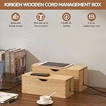 KIRIGEN Boîte de gestion de câbles Organisateur de cordons en bois Cacher Power Strip Desk File Protecteur pour le bureau intérieur TV Ordinateur (DXH2T-NA)