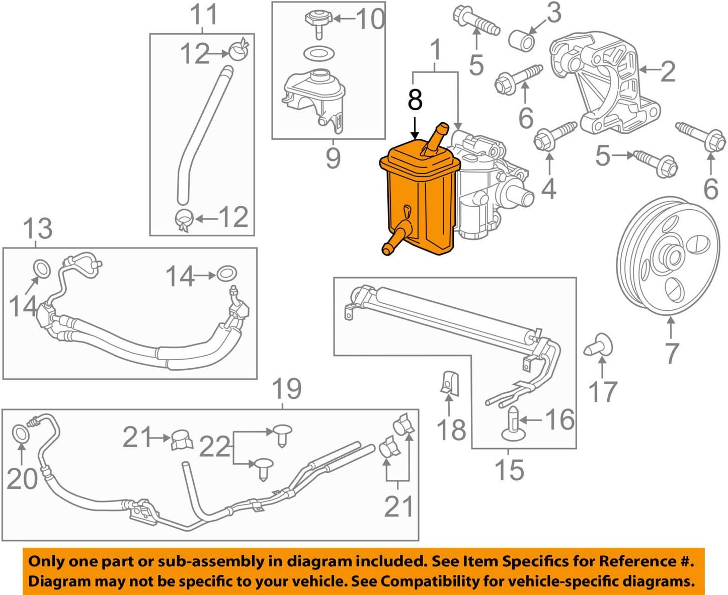 General Motors 19258112, Power Steering Reservoir