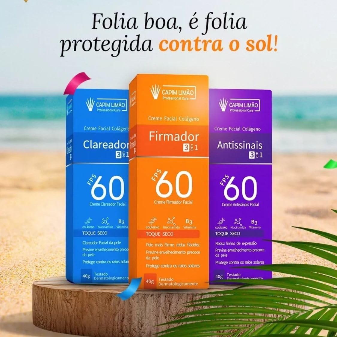 Creme Facial Firmador FPS60 Protetor Solar Capim Clinical 40g