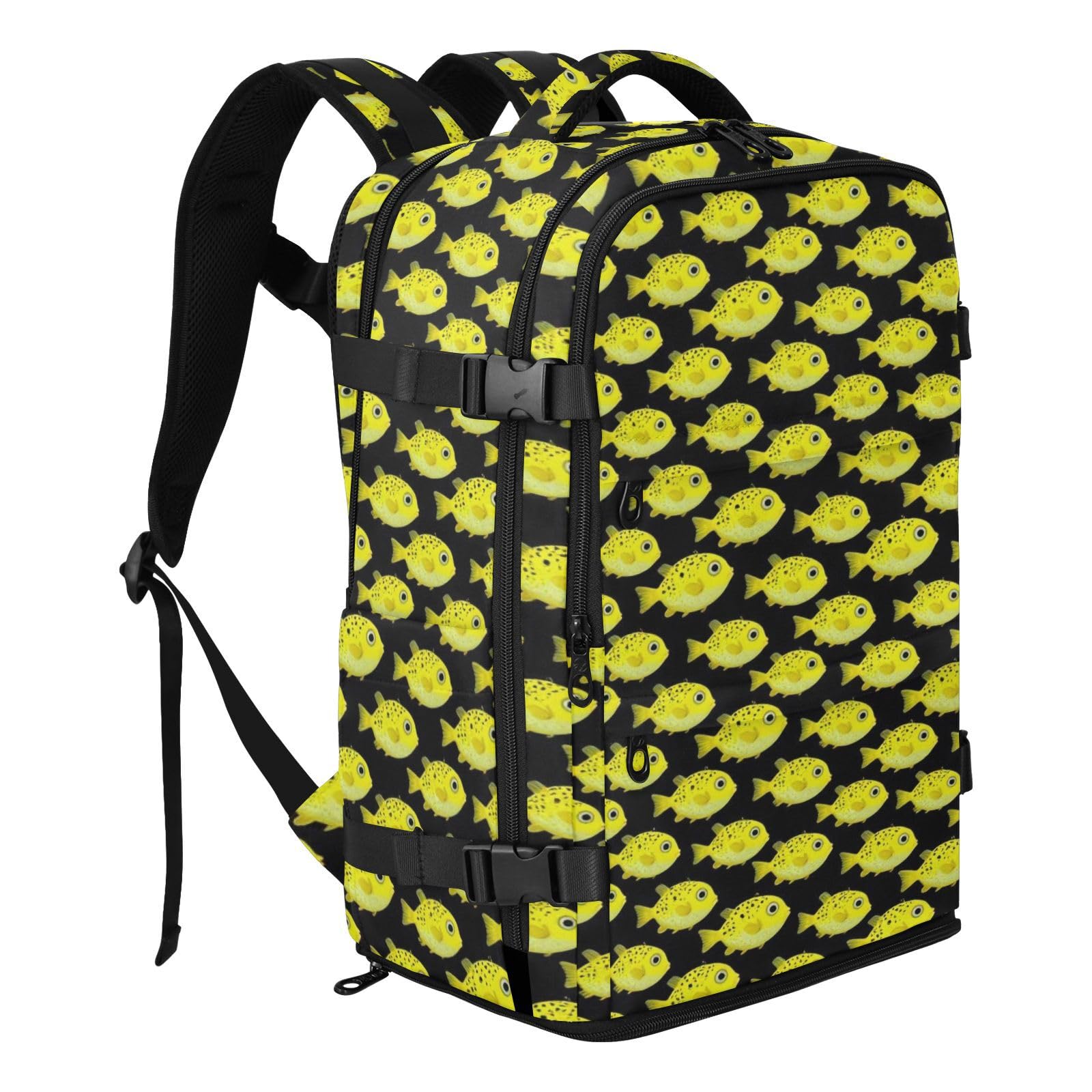 Damski plecak osobisty torba podróżna do samolotów 20 l | Wodoodporna lekka torba na laptopa groszek puffers ryba żółta czarna 15,6 torba na laptopa do szkoły bolso para viaje 20 l