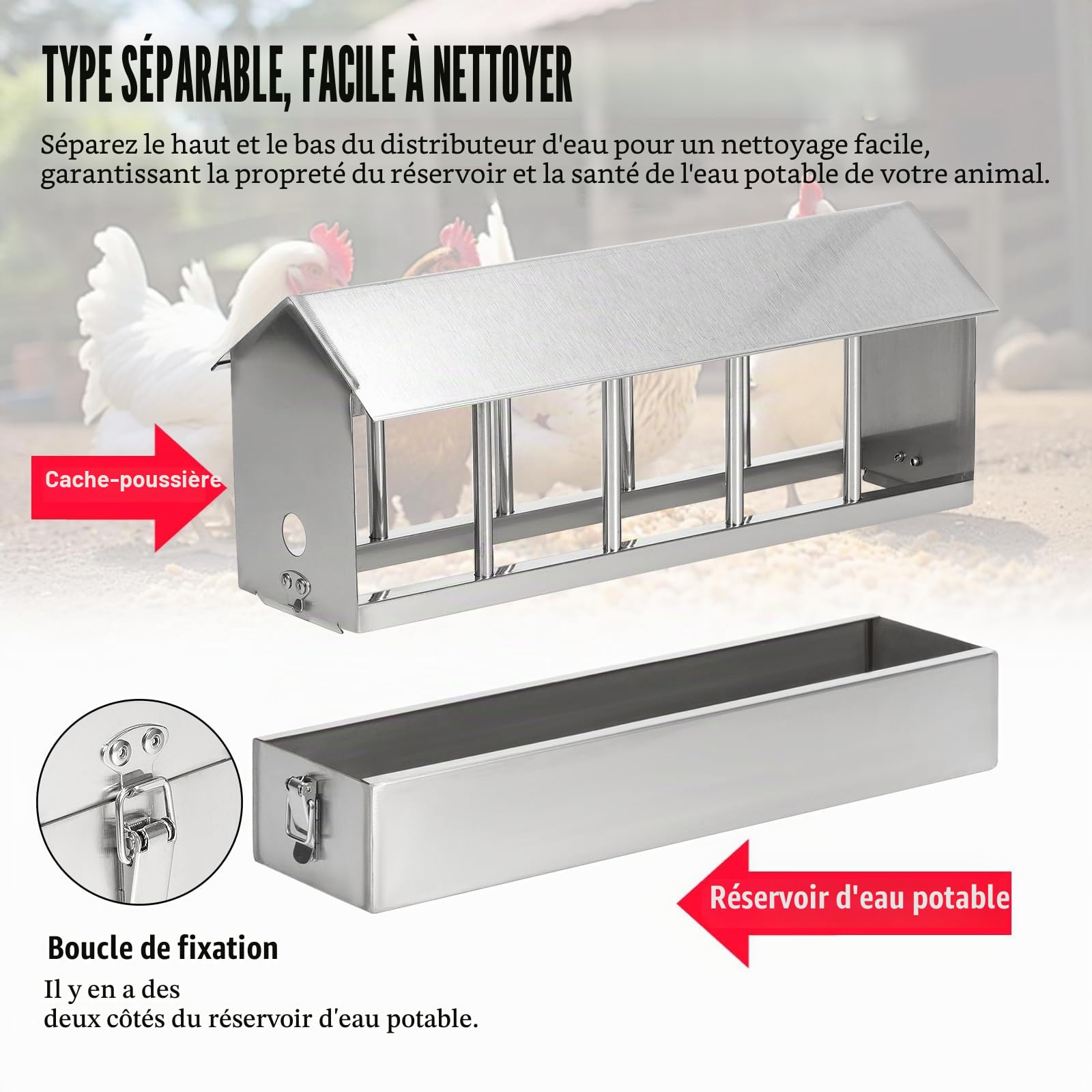 Abreuvoir Automatique pour Pigeon 2.6L Acier Inoxydable Volaille Automatique Abreuvoir Fontaine à Boire pour Pigeons avec Vanne à Flotteur de 1/2 Pouce et 80cm Tuyau Tressé