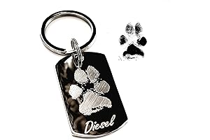 Personalized Silver Stainless Steel Paw Print Pet Nose Keychain