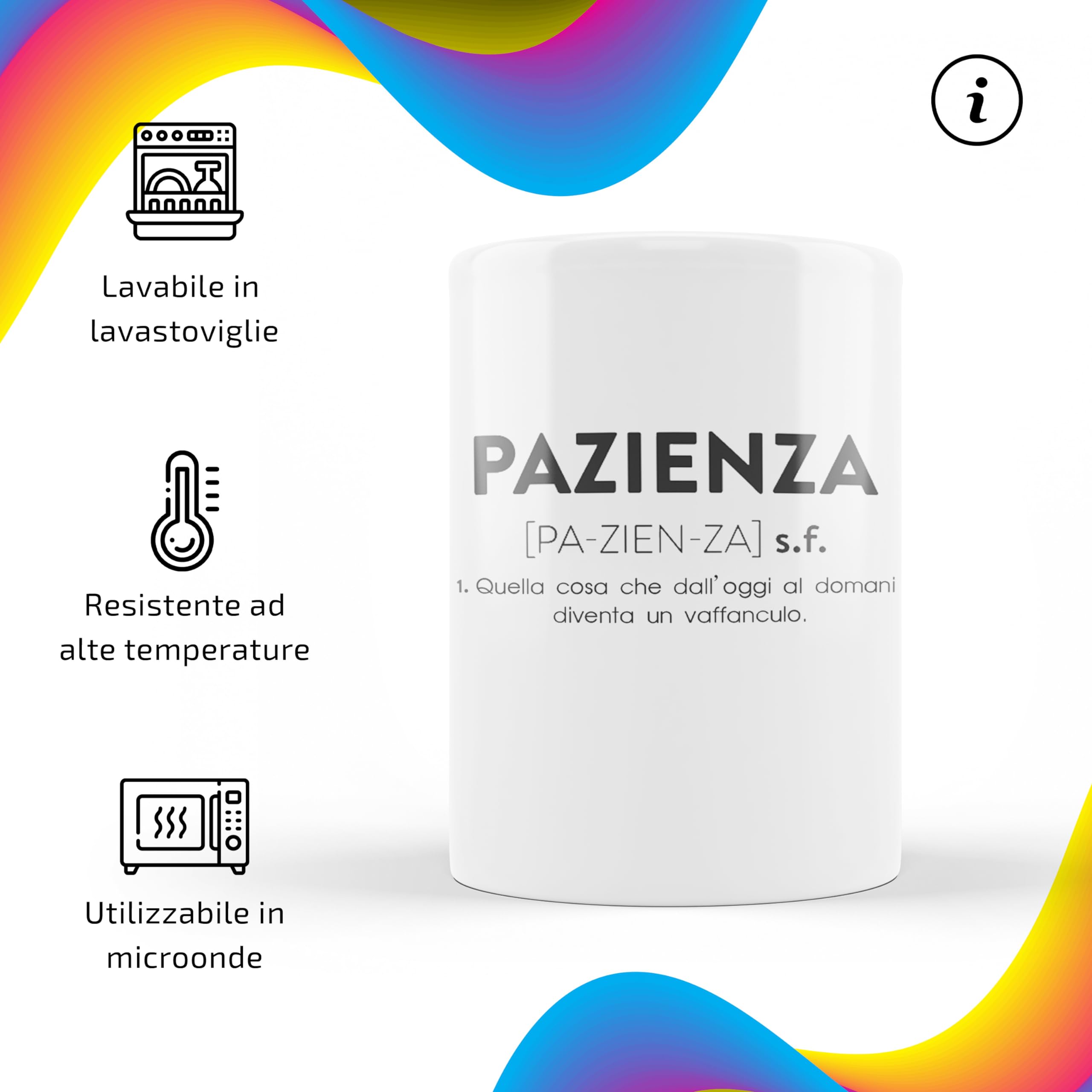 AL PRODUCTION Ceramica Tazza Mug PAZIENZA DESCRIZIONE DIVERTENTE - Tazza regalo di compleanno - Divertente - Humor