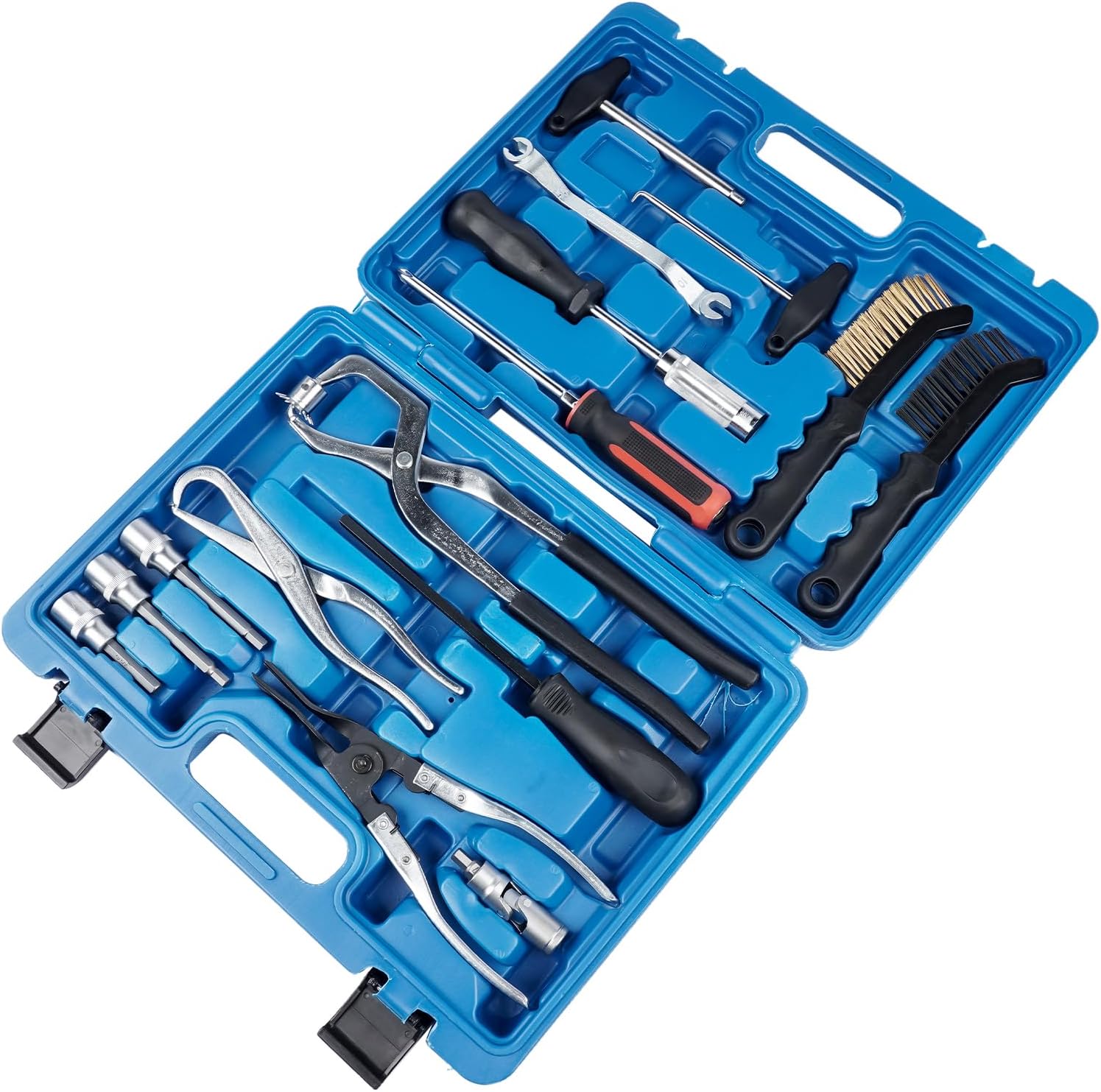 Brake Tools, 15PC Drum & Disc Brake Tool Kit, Anti-Rust Brake Installer Remover Adjusting Tool, Labor-Saving Drum Brake Spring Tool with Brake Spring Pliers/Compressor/Puller