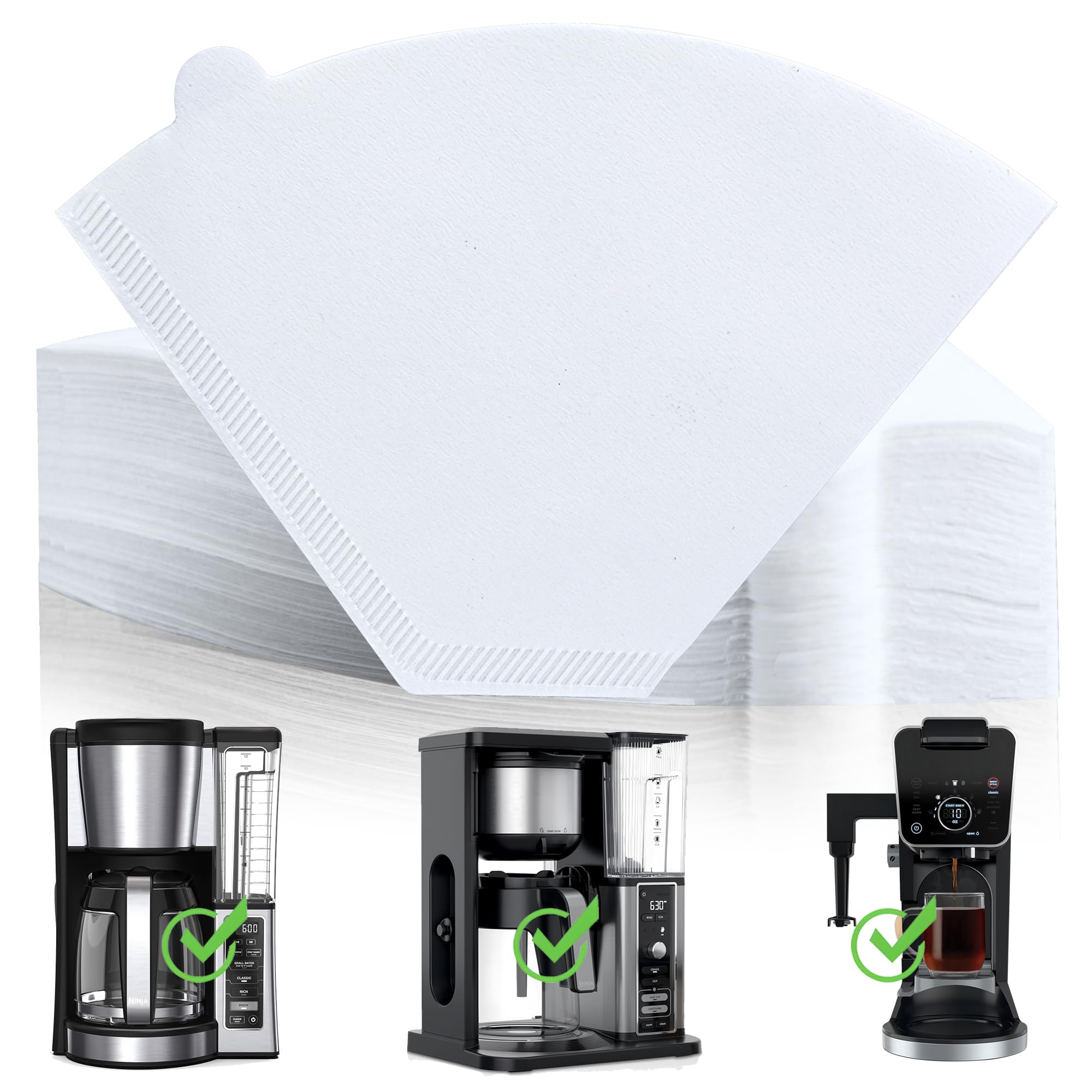 Disposable Coffee Paper Filters, 100 Pcs #4 for Ninja Coffee Maker, White | Cone Replacement Filter, Glue-Free Construction, Balanced Thickness Design, Unchanged Natural Coffee Aroma, Chlorine-Free