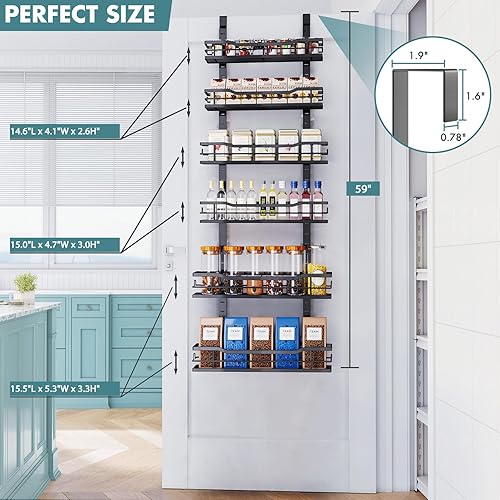 Miniatura 9 de Eastherry Organizador de despensa de 9 niveles sobre la puerta organización y almacenamiento de despensa, estante colgante de metal con 9 cestas