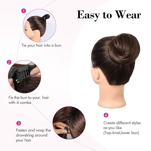 Miniatura 8 de REECHO Moño de pelo desordenado, moño con clip de nudo superior, extensión de cola de caballo de cabello sintético, extensión de cola de caballo de