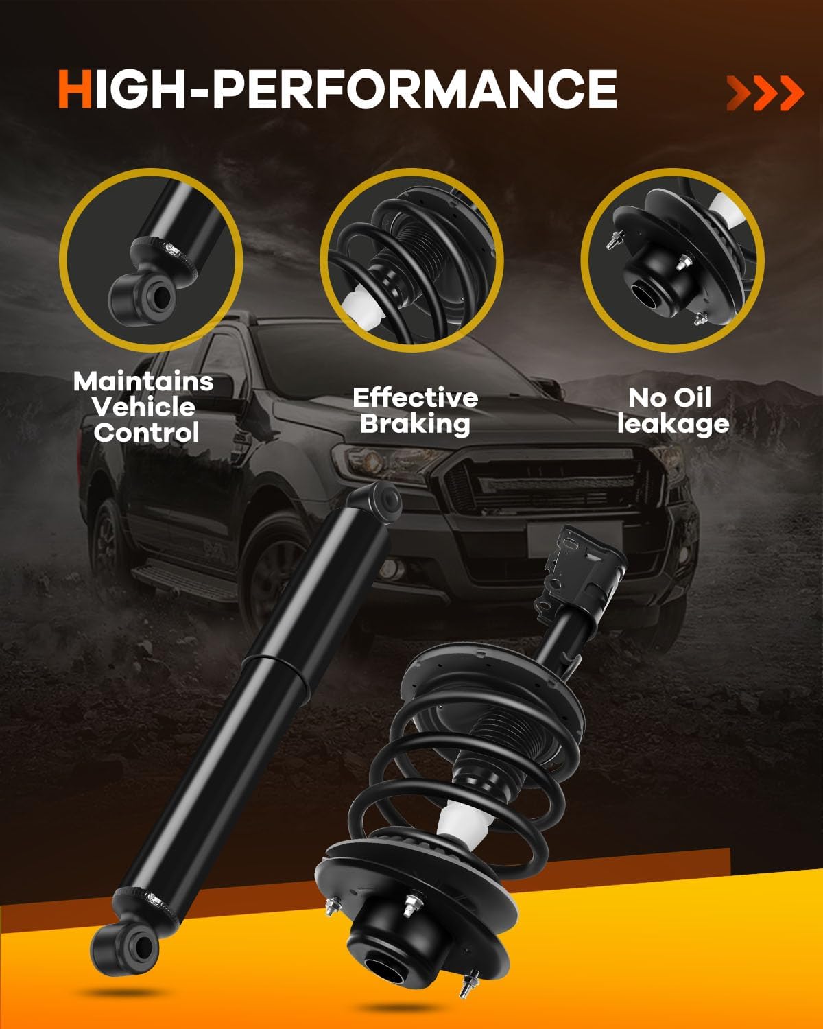 OCPTY Front Complete Struts Spring Assembly + Rear shock absorbers Fits 2001-2007 for Chrysler Town Country,2001-03 for Chrysler Voyager,01-07 for Dodge Caravan Quick Struts 37123 171572R - Set of 4