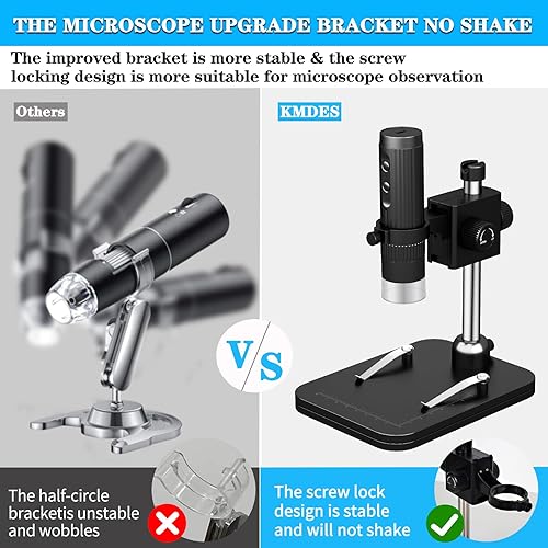 Miniatura 2 de KMDES USB Digital Microscope 50X-1000X Magnifier Coin Microscope Portable Handheld Microscope Upgrade Stand No Shake Diamond Trichome Hair Skin