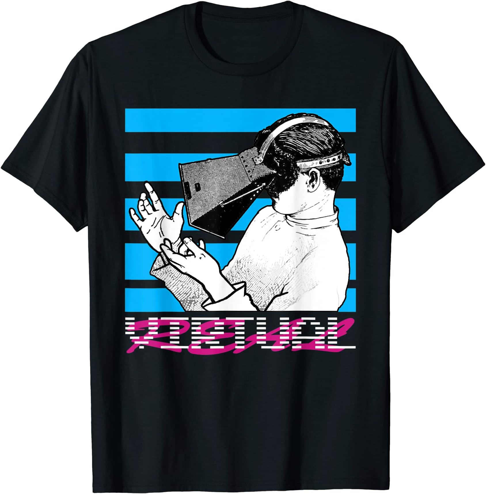 VIRTUreAL Shirt FUNNY 80s 90s VR AI CGI MR GEEK RETRO ROBOT T-Shirt