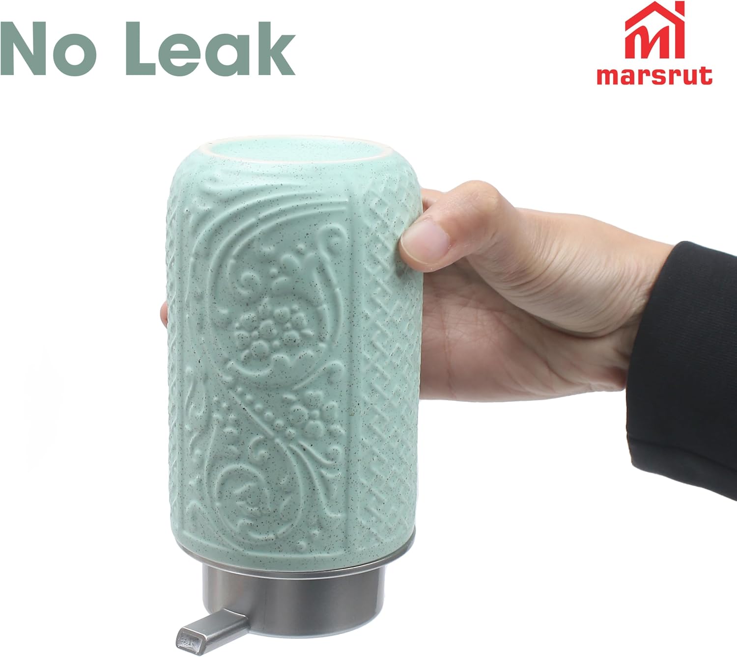 Ceramic Foaming Soap Dispenser with Silver Pump, 350ml 12Oz, Foam Wash Hand Soap Refillable Reusable Bottles, Decorative Container Dish for Lotion Hand Soap Kitchen Bathroom Holiday (Green)