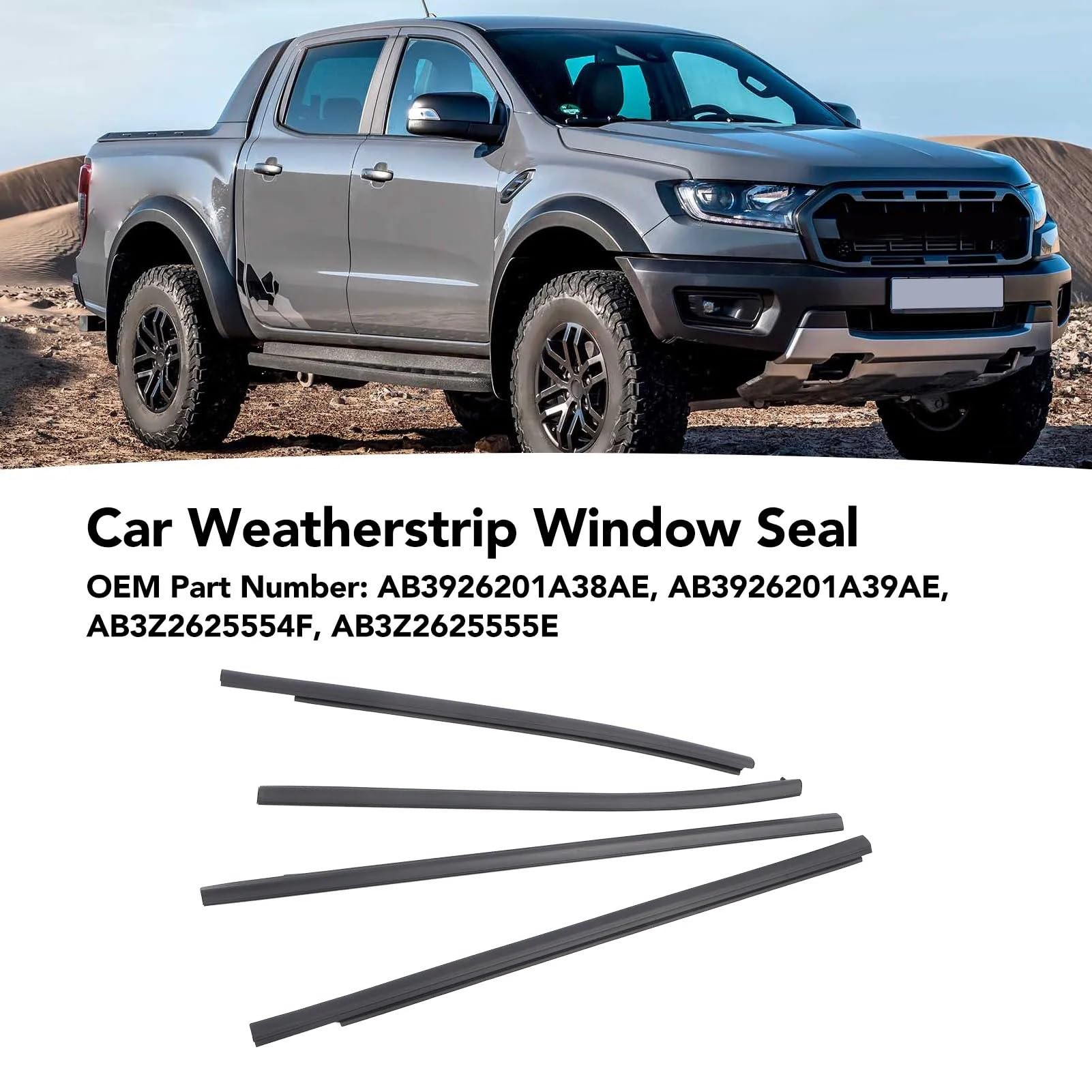 Uszczelka drzwi samochodowych Dla PX2 PX3 Wildtrak Raptor XLT XL | 4 szt. Uszczelka okna drzwi samochodu AB3Z2625554F Taśma uszczelniająca Listwa wykończeniowa