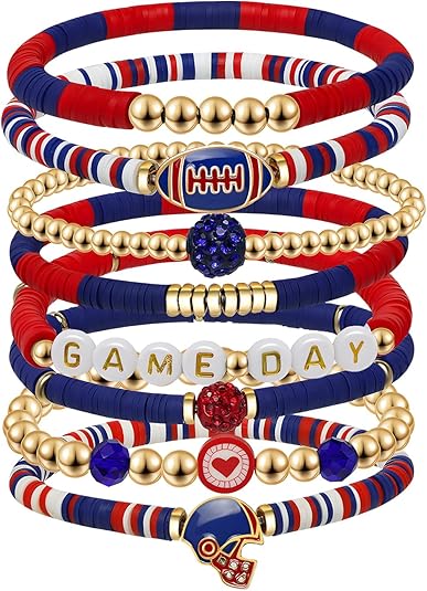 Artlunar Game Day Football Charm Bracelet: Stackable Sports Jewelry for Moms & Dads - Perfect for Football Fans