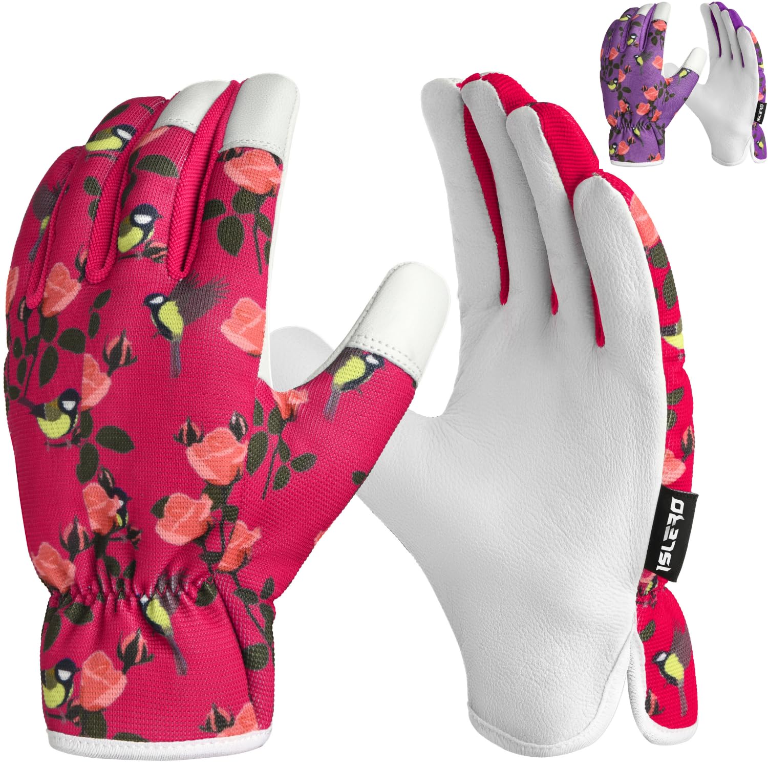 Islero Gardening gloves for Men and Women Tough Thorn Proof Comfortable Breathable Protective leather with Strong Grip Rigger Garden work Safety gloves (short red