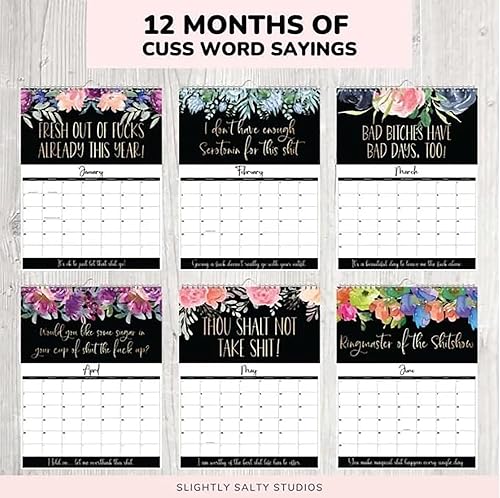 Miniatura 3 de Calendario 2024 para mujeres cansadas con culo y culo, calendario de pared con texto "F*ck It", calendario de salud mental Sweary, calendario de
