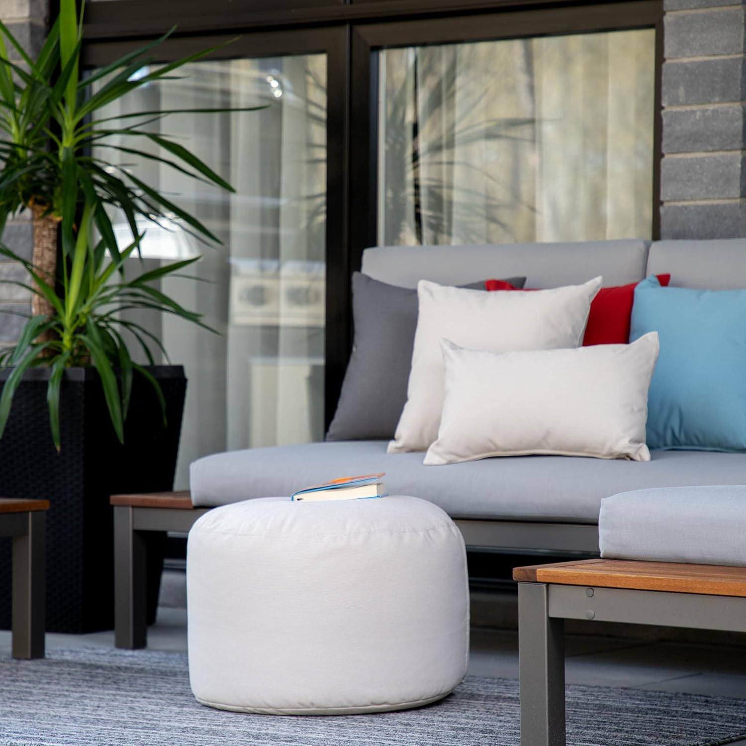 Gouchee Home Dotcom Soleil Bean Bag Round Pouf Ottoman