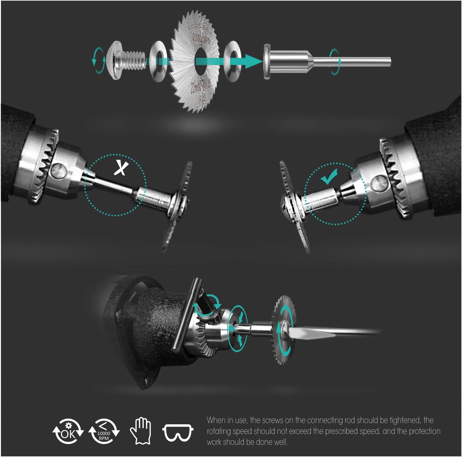 Kuenuilr Cutting Wheel Set Compatible with Plastic 36pcs for Rotary Tool, HSS Circular Saw Blades 6pcs, Resin Cutting Discs 20pcs, 545 Diamond Cutting Wheels 10psc with 2 Screwdrivers
